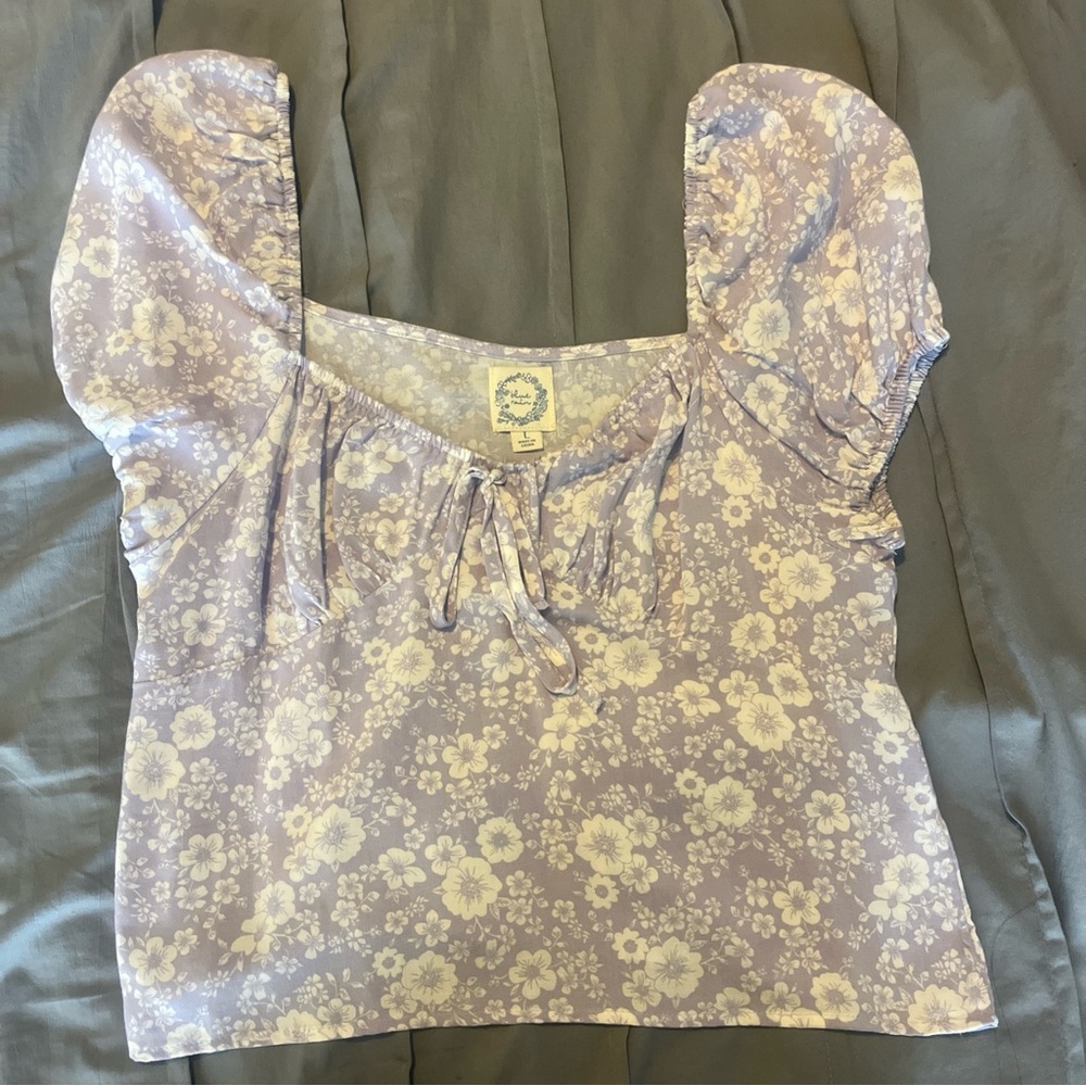 Francesca's Collections Purple Floral Blouse